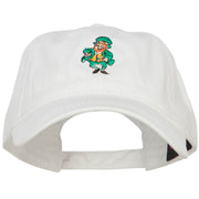 Happy Leprechaun Embroidered Washed Cotton Cap