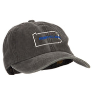 Pennsylvania with Map Outline Embroidered Washed Cotton Twill Cap