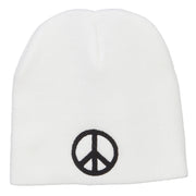 Peace Symbol Embroidered Short Beanie