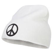 Peace Symbol Embroidered Short Beanie