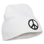 Peace Symbol Embroidered Short Beanie