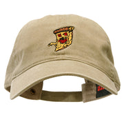 Pizza Monster Embroidered Washed Solid Pigment Dyed Twill Brass Buckle Cap