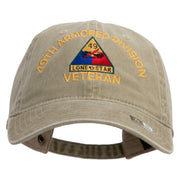 U.S. Army 49th Armored Division Embroidered Washed Solid Pigment Dyed Cotton Twill Brass Buckle Cap - Khaki OSFM