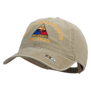 U.S. Army 49th Armored Division Embroidered Washed Solid Pigment Dyed Cotton Twill Brass Buckle Cap - Khaki OSFM