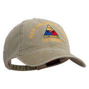 U.S. Army 49th Armored Division Embroidered Washed Solid Pigment Dyed Cotton Twill Brass Buckle Cap - Khaki OSFM