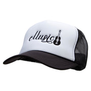 Music Guitar Embroidered Foam Panel Mesh Snapback Cap