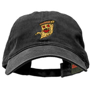 Pizza Monster Embroidered Washed Solid Pigment Dyed Twill Brass Buckle Cap