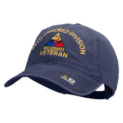 U.S. Army 49th Armored Division Embroidered Washed Solid Pigment Dyed Cotton Twill Brass Buckle Cap - Navy OSFM