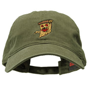 Pizza Monster Embroidered Washed Solid Pigment Dyed Twill Brass Buckle Cap