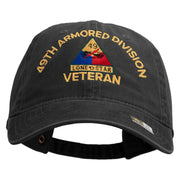 U.S. Army 49th Armored Division Embroidered Washed Solid Pigment Dyed Cotton Twill Brass Buckle Cap - Black OSFM