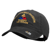 U.S. Army 49th Armored Division Embroidered Washed Solid Pigment Dyed Cotton Twill Brass Buckle Cap - Black OSFM