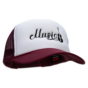 Music Guitar Embroidered Foam Panel Mesh Snapback Cap