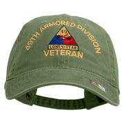 U.S. Army 49th Armored Division Embroidered Washed Solid Pigment Dyed Cotton Twill Brass Buckle Cap - Olive OSFM