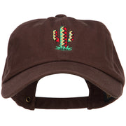 Pattern Cactus Embroidered Unstructured Washed Cap