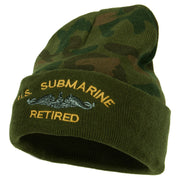 US Submarine Retired Military Embroidered Camo Long Beanie