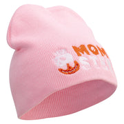 Pumpkin Momster Embroidered 8 inch Acrylic Short Blank Beanie - Pink OSFM