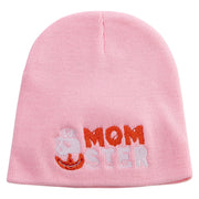 Pumpkin Momster Embroidered 8 inch Acrylic Short Blank Beanie - Pink OSFM