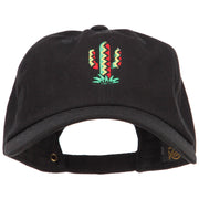 Pattern Cactus Embroidered Unstructured Washed Cap