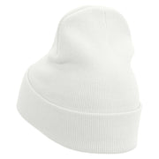 Christ the Redeemer Embroidered 12 Inch Long Knitted Beanie - White OSFM