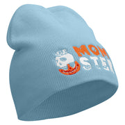 Pumpkin Momster Embroidered 8 inch Acrylic Short Blank Beanie - Lt-Blue OSFM