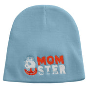 Pumpkin Momster Embroidered 8 inch Acrylic Short Blank Beanie - Lt-Blue OSFM