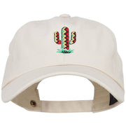 Pattern Cactus Embroidered Unstructured Washed Cap