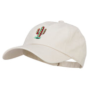 Pattern Cactus Embroidered Unstructured Washed Cap