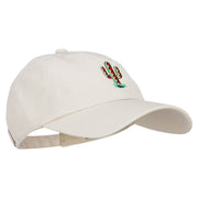 Pattern Cactus Embroidered Unstructured Washed Cap