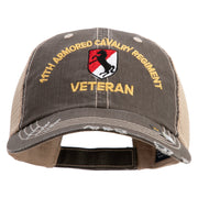 U.S. Army 11th Armored Cavalry Regiment Embroidered Low Profile Special Cotton Mesh Cap - Brown-Khaki OSFM