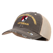 U.S. Army 11th Armored Cavalry Regiment Embroidered Low Profile Special Cotton Mesh Cap - Brown-Khaki OSFM