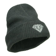 XL Size Diamond Embroidered Eco Cotton Cuffed Beanie