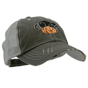 Halloween Cat and Pumpkin Embroidered Low Profile Cotton Mesh Cap