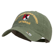 U.S. Army 11th Armored Cavalry Regiment Embroidered Washed Solid Pigment Dyed Cotton Twill Brass Buckle Cap - Olive OSFM