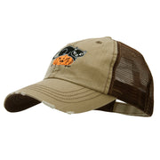 Halloween Cat and Pumpkin Embroidered Low Profile Cotton Mesh Cap