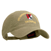 U.S. Army 11th Armored Cavalry Regiment Embroidered Washed Solid Pigment Dyed Cotton Twill Brass Buckle Cap - Khaki OSFM