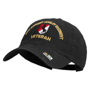 U.S. Army 11th Armored Cavalry Regiment Embroidered Washed Solid Pigment Dyed Cotton Twill Brass Buckle Cap - Black OSFM
