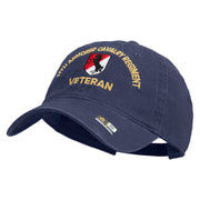 U.S. Army 11th Armored Cavalry Regiment Embroidered Washed Solid Pigment Dyed Cotton Twill Brass Buckle Cap - Navy OSFM