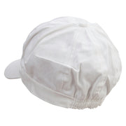 Machu Picchu Llama Embroidered Cotton Elastic Newsboy Cap - White OSFM