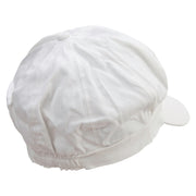 Machu Picchu Llama Embroidered Cotton Elastic Newsboy Cap - White OSFM