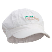 Machu Picchu Llama Embroidered Cotton Elastic Newsboy Cap - White OSFM