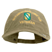 U.S. Army 155th Armored Brigade Combat Team Embroidered Washed Solid Pigment Dyed Cotton Twill Brass Buckle Cap - Khaki OSFM
