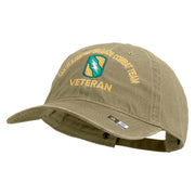 U.S. Army 155th Armored Brigade Combat Team Embroidered Washed Solid Pigment Dyed Cotton Twill Brass Buckle Cap - Khaki OSFM