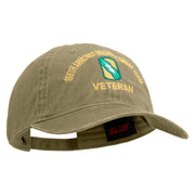 U.S. Army 155th Armored Brigade Combat Team Embroidered Washed Solid Pigment Dyed Cotton Twill Brass Buckle Cap - Khaki OSFM