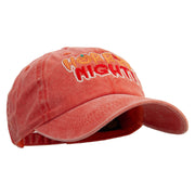 Horror Night Embroidered Unstructured Pigment Dyed Cotton Cap - Orange OSFM