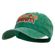 Horror Night Embroidered Unstructured Pigment Dyed Cotton Cap - Kelly-Green OSFM