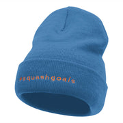 Squash Goals Phrase Embroidered Long Knitted Beanie