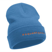 Squash Goals Phrase Embroidered Long Knitted Beanie