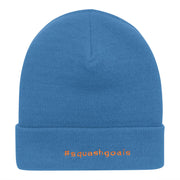 Squash Goals Phrase Embroidered Long Knitted Beanie