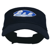 Surfboard Waves Embroidered Cotton Twill Sun Visor