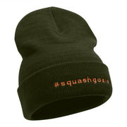 Squash Goals Phrase Embroidered Long Knitted Beanie